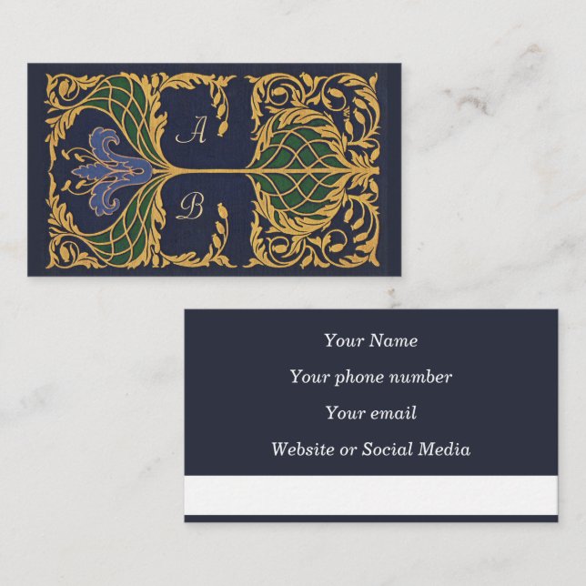 Cartão de Chamada Blue Lily Art Nouveau (Frente/Verso)