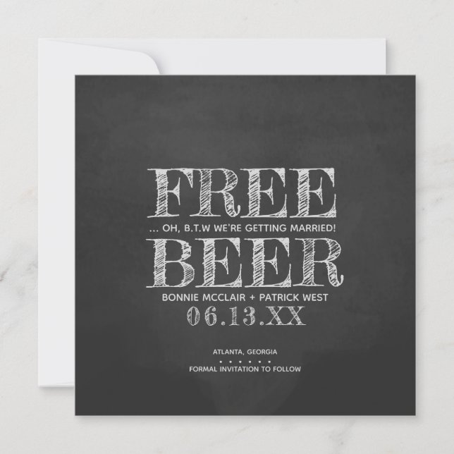 Cartão de Chamada de Cerveja Grátis no Quadro Negr (Frente)