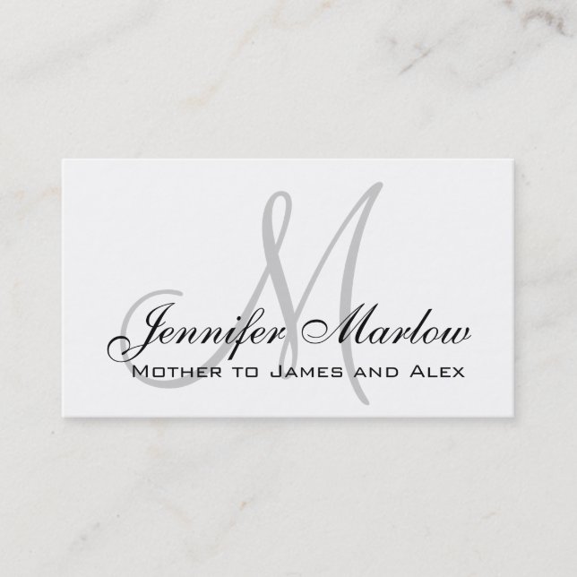 Cartão de Chamada de Mamãe Personalizada Monograma (Frente)