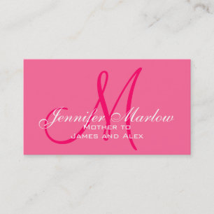 Cartão de Chamada de Mamãe Rosa Quente Monograma E