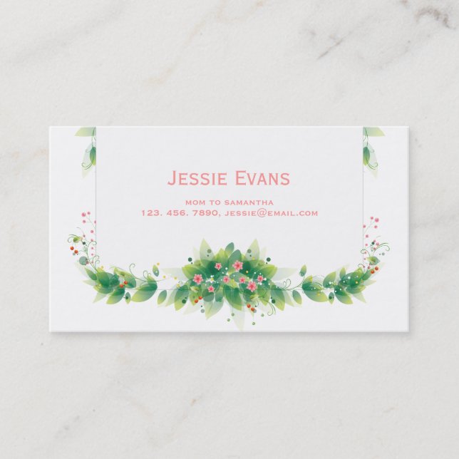 Cartão de Chamada de Mamãe Verde Jardim (Frente)