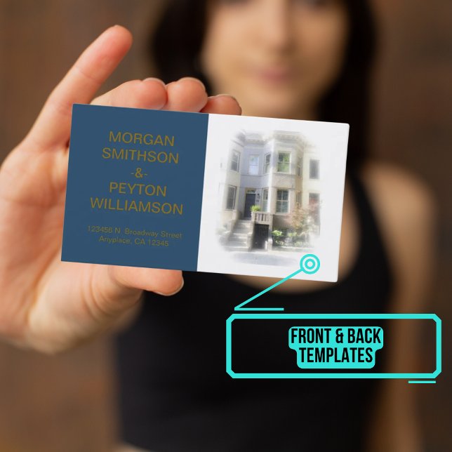 Cartão de Chamada para casais - Foto w Borda Azul (This design has easily customizable templates for text and photo.)