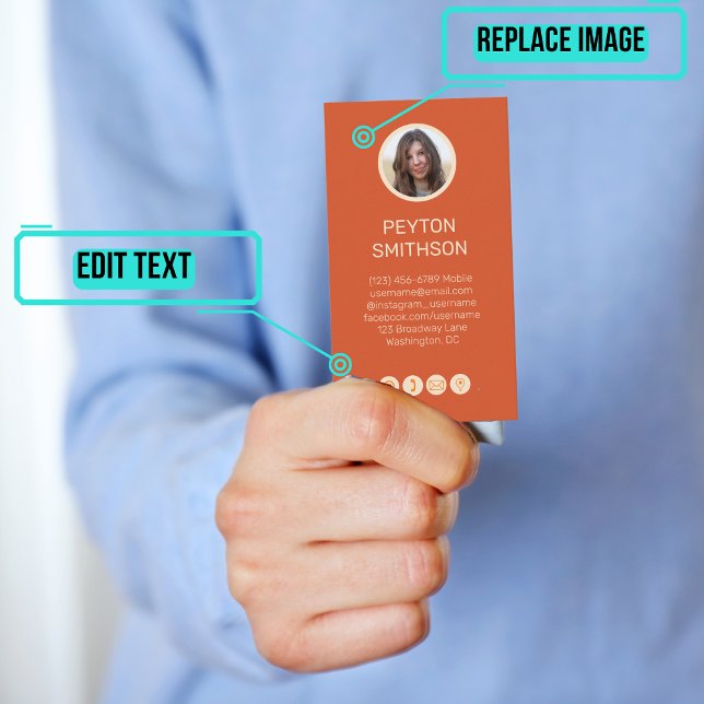 Cartão de Chamada Pessoal: Casal w Fotografias Lar (This design has photos of each partner on opposite sides of the card.)