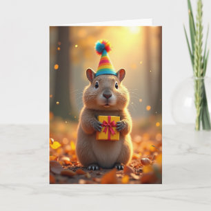 Cartão de Chapéu de Aniversário Caprichoso