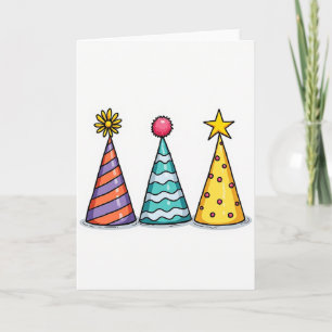 Cartão de Chapéu de Aniversário Festivo Contornado