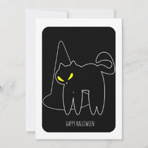 Cartão de Chapéu de Bruxa de Gato Preto Feliz Hall