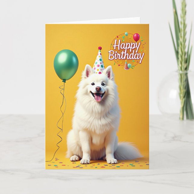 Cartão de Chapéu de Cachorro Branco Alegre (Frente)