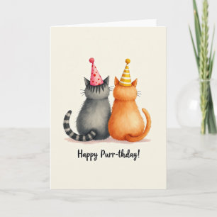 Cartão de Chapéu de Festa de Amigos Felinos Alegre