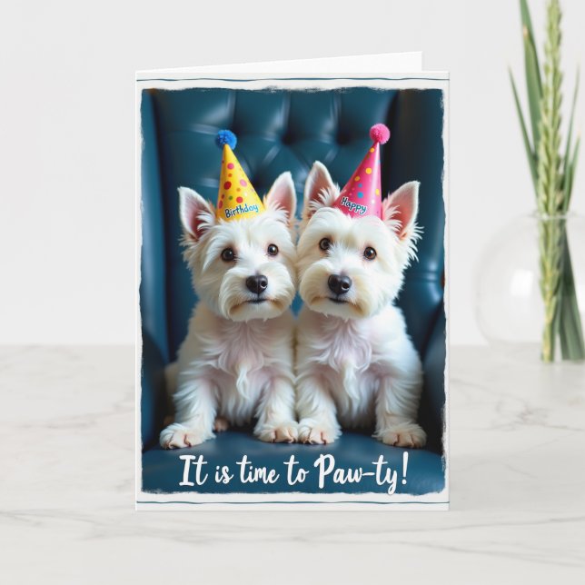 Cartão de Chapéu de Festa de Cães Festivos (Frente)