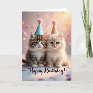 Cartão de Chapéu de Festa de Gatinho Fofo