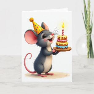 Cartão de Chapéu de Festa do Rato Alegre