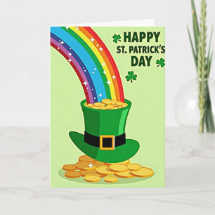 Cartão de Chapéu de Leprechaun Arco-íris