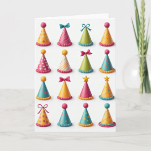 Cartão de Chapéus de Aniversário Coloridos