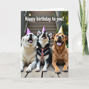 Cartão de Chapéus de Cachorro de Aniversário Festi