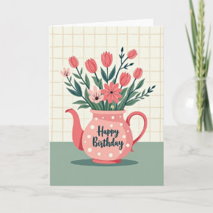 Cartão de Chaveiro Floral de Aniversário Doce
