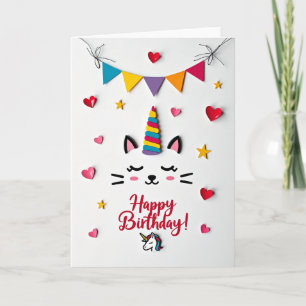 Cartão de Chifre de Arco-Íris de Aniversário Capri