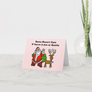 Cartão de Chrismukkah do Papai Noel com Rudofo jud