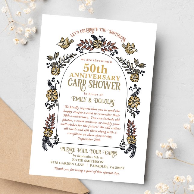 Cartão de Chuva de Papel para Bodas de Ouro de 50  (Criador carregado)