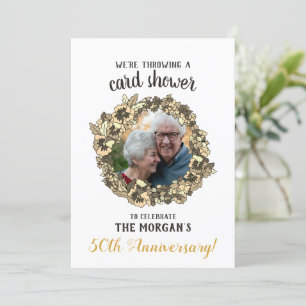 Cartão de Chuveiro de Aniversário de Ouro com Foto