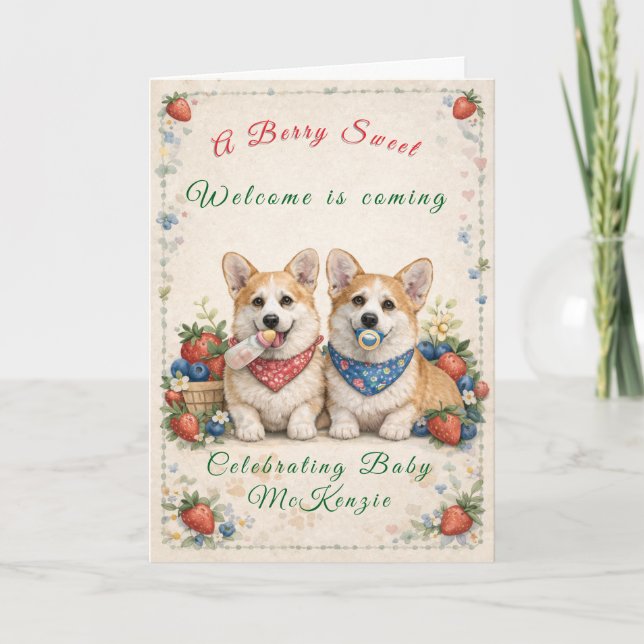 Cartão de Chuveiro de Bebê com Corgis (Frente)