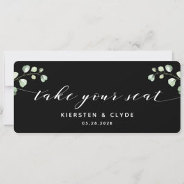 Cartão de Cima de Assento de Caligrafia Branca com