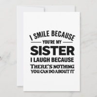 Cartão de Citação de Irmã Engraçada – “Eu Sorrio P