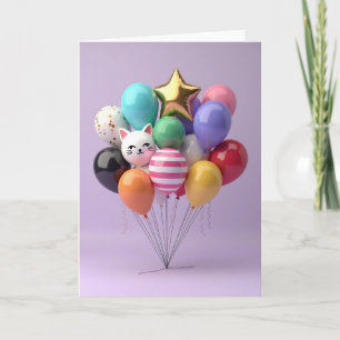 Cartão de Cluster de Balões de Aniversário Alegre