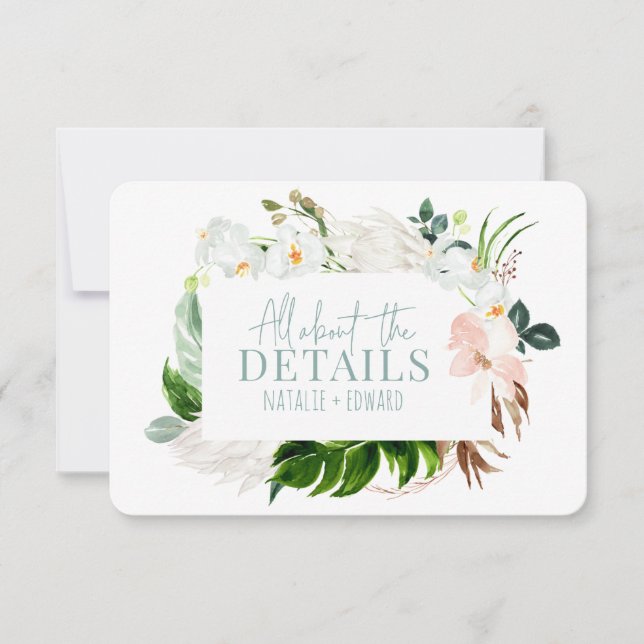 Cartão de cobertura floral tropical cor-de-rosa +  (Frente)