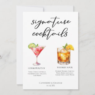 Cartão de Cocktails de Assinatura de Casamento sof