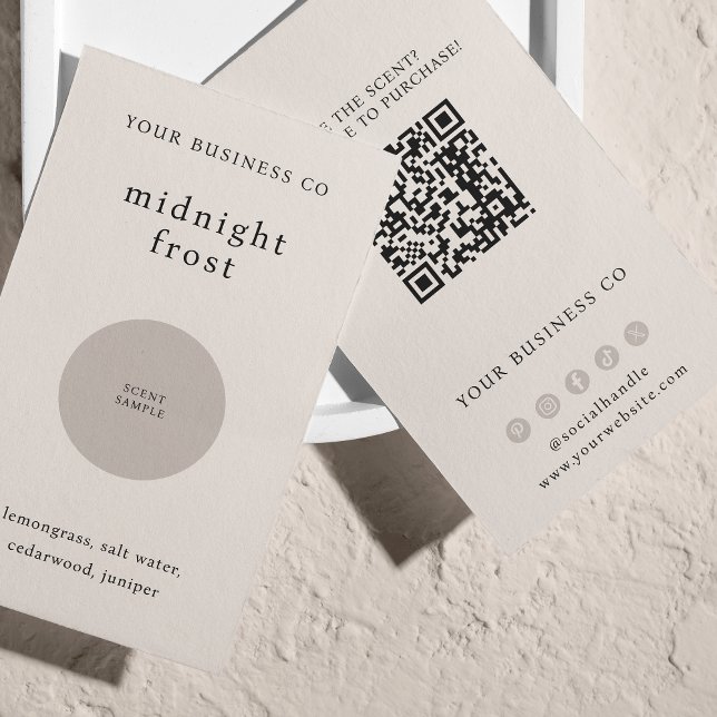 Cartão de código QR Beige do éster de perfume de p (Criador carregado)