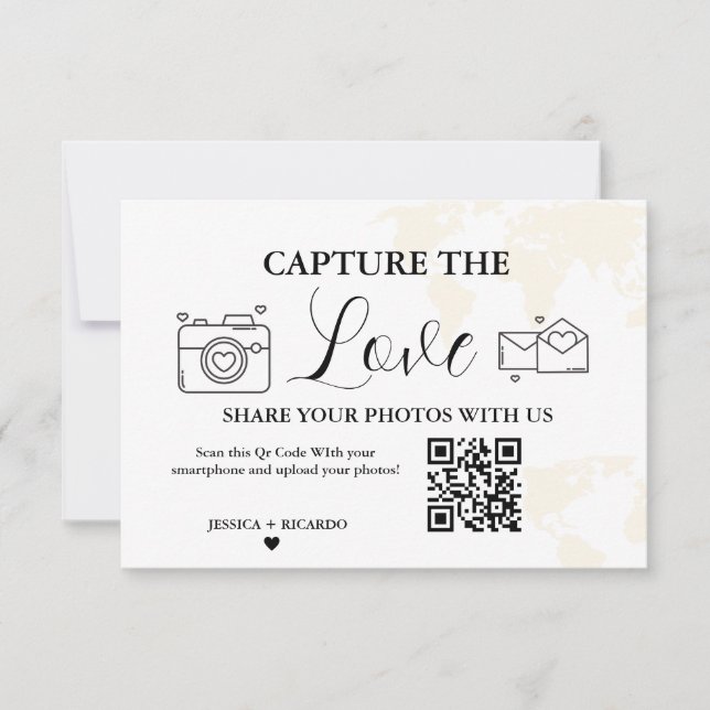 Cartão de Código QR de Casamento Capturar o Amor n (Frente)