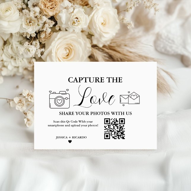 Cartão de Código QR de Casamento Capture o Amor, C (Criador carregado)