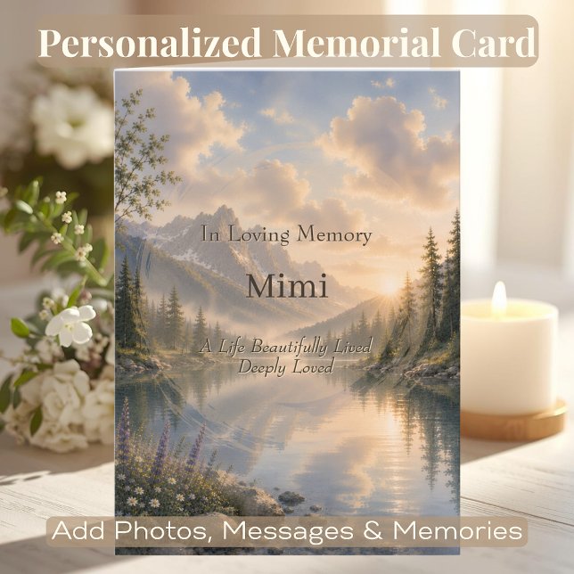 Cartão de Código QR de Memorial Personalizado | Qu (Elegant memorial card with custom QR code linking to cherished memories, music, videos, or tribute.)