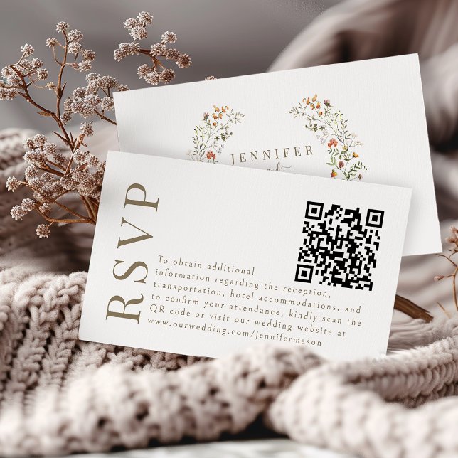 Cartão de código QR de RSVP de casamento floral de (Criador carregado)