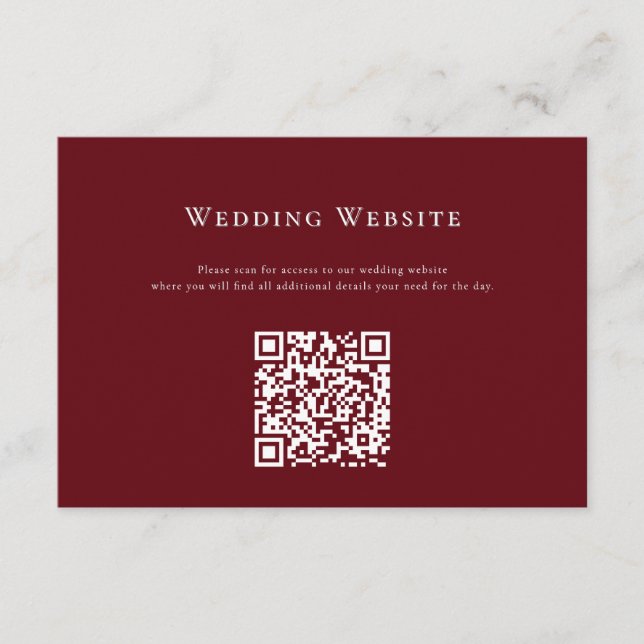 Cartão de Código QR de Site de Casamento Vermelho  (Frente)