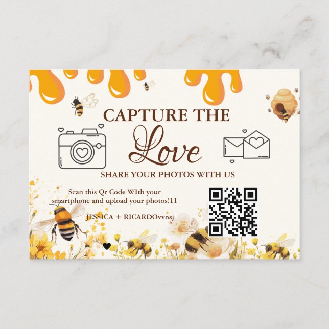 Cartão de Código QR do Casamento Capture o Amor, C (Frente)