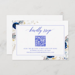 Cartão de Código QR do Site RSVP de Casamento Azul