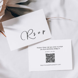 Cartão de Código QR RSVP de Casamento de Caligrafi