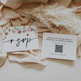 Cartão de Código QR RSVP de Casamento de Flores Se