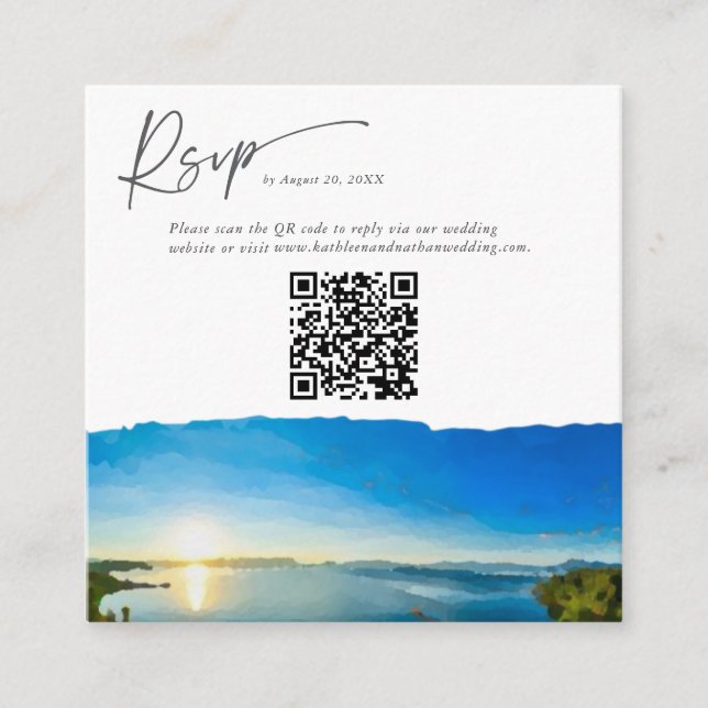Cartão de Código QR RSVP de Destino do Lago Tahoe (Frente)