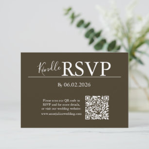 Cartão de Código QR RSVP Marrom para Casamento Mod