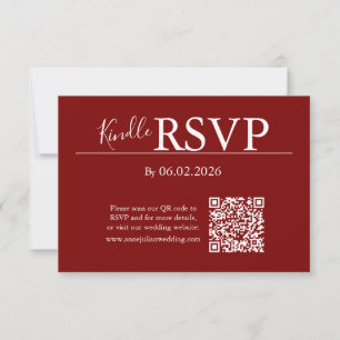 Cartão de Código QR RSVP Vermelho para Casamento M