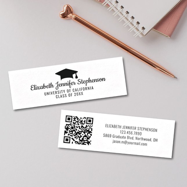 Cartão de código qr simples de graduação (Graduate name insert card with QR Code)