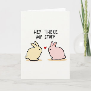 Cartão de Coelhinhos de Amor com Padrão de Coração