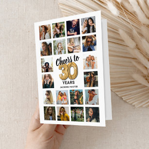 Cartão de Colagem de Fotos de Aniversário de 30 An