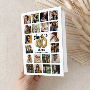 Cartão de Colagem de Fotos de Aniversário de 40 An