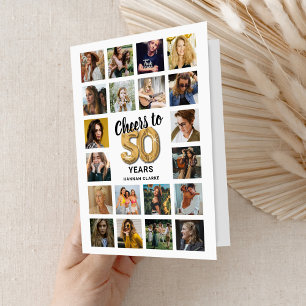 Cartão de Colagem de Fotos de Aniversário de 50 an