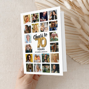Cartão de Colagem de Fotos de Aniversário de 70 an