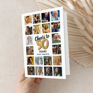 Cartão de Colagem de Fotos de Aniversário do 90