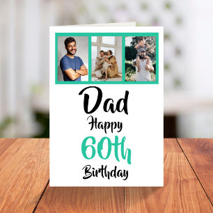 Cartão de Colagem de Fotos do Pai de 60 anos feliz